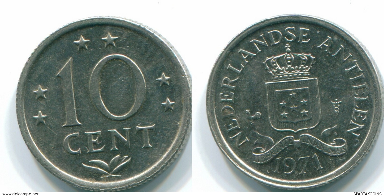 10 CENTS 1971 ANTILLAS NEERLANDESAS Nickel Colonial Moneda #S13490.E.A - Niederländische Antillen