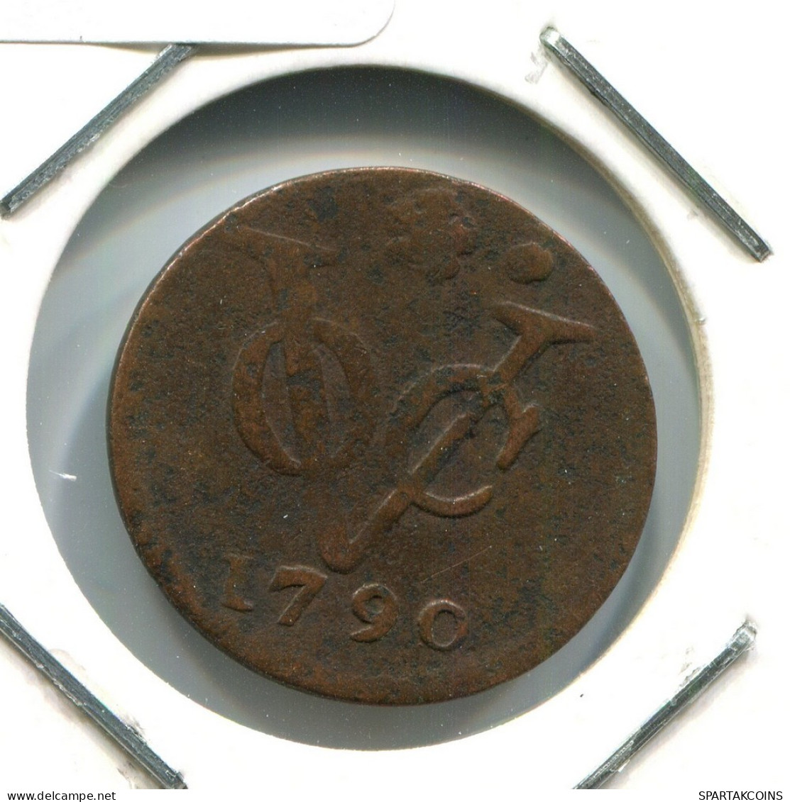 1790 HOLLAND VOC DUIT IINDES NÉERLANDAIS NETHERLANDS NEW YORK COLONIAL PENNY #VOC1801.10.F.A - Niederländisch-Indien