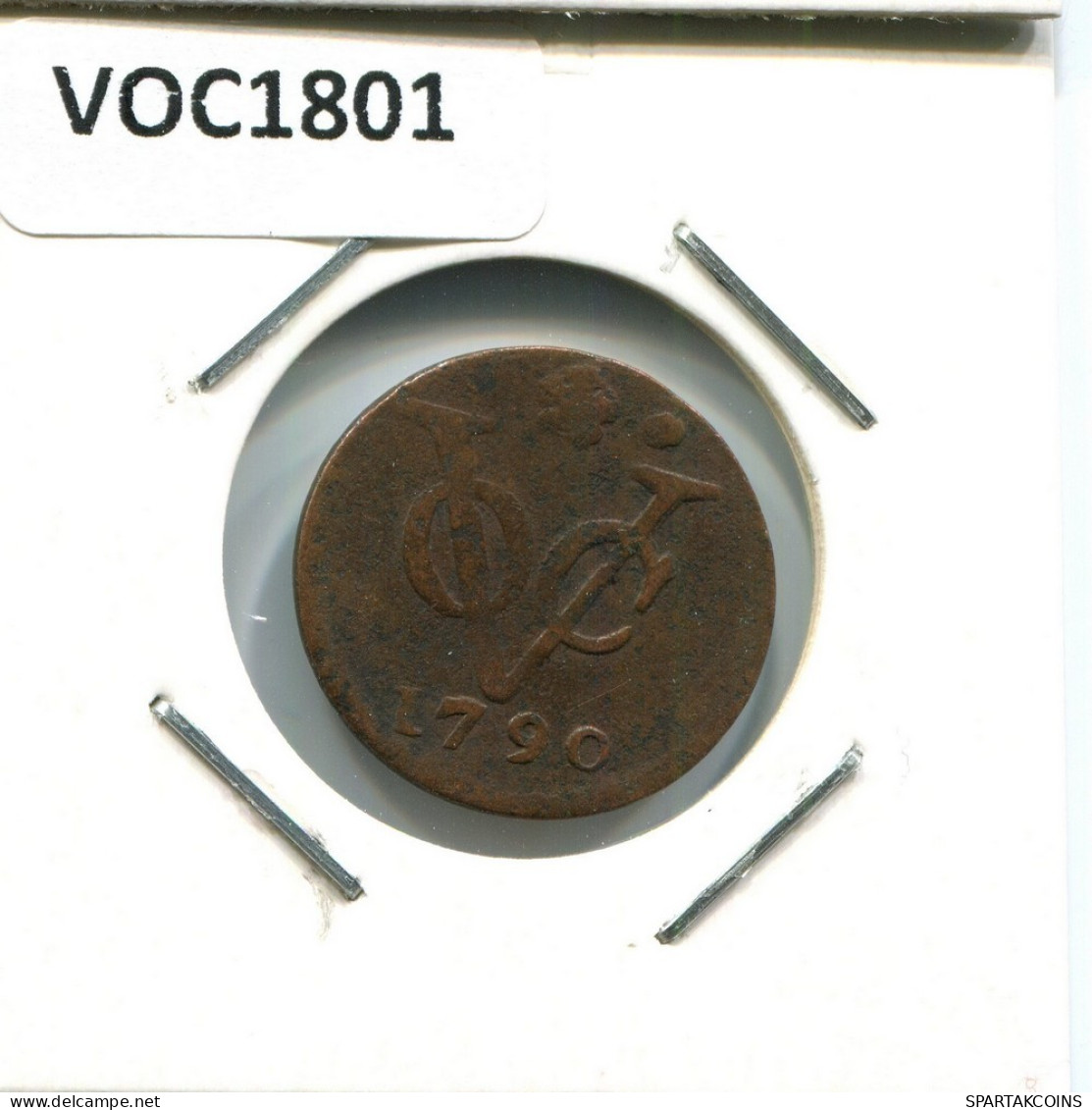 1790 HOLLAND VOC DUIT IINDES NÉERLANDAIS NETHERLANDS NEW YORK COLONIAL PENNY #VOC1801.10.F.A - Niederländisch-Indien