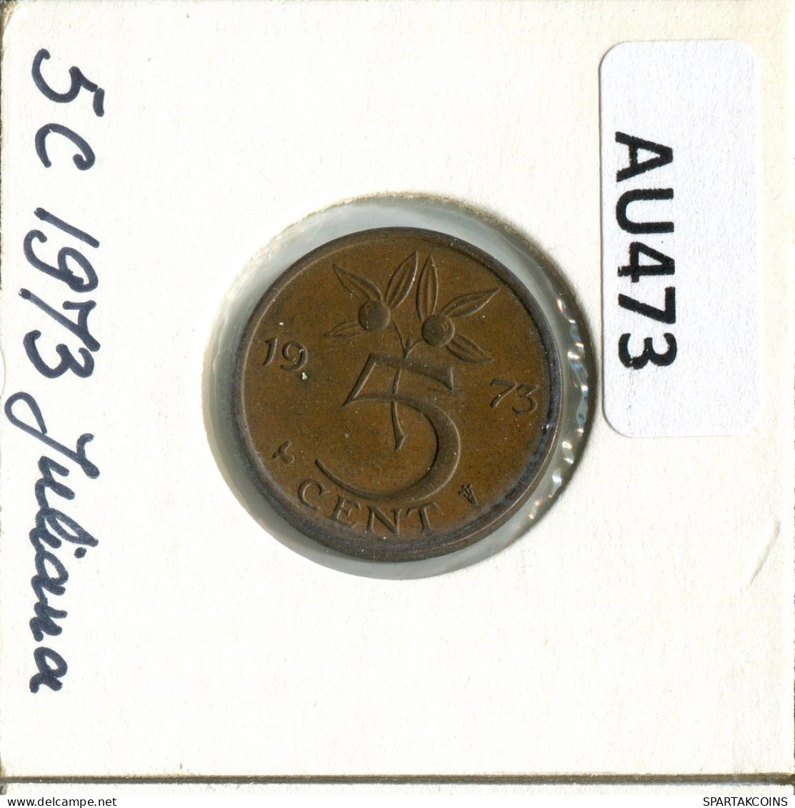 5 CENTS 1973 NÉERLANDAIS NETHERLANDS Pièce #AU473.F.A - 1948-1980: Juliana