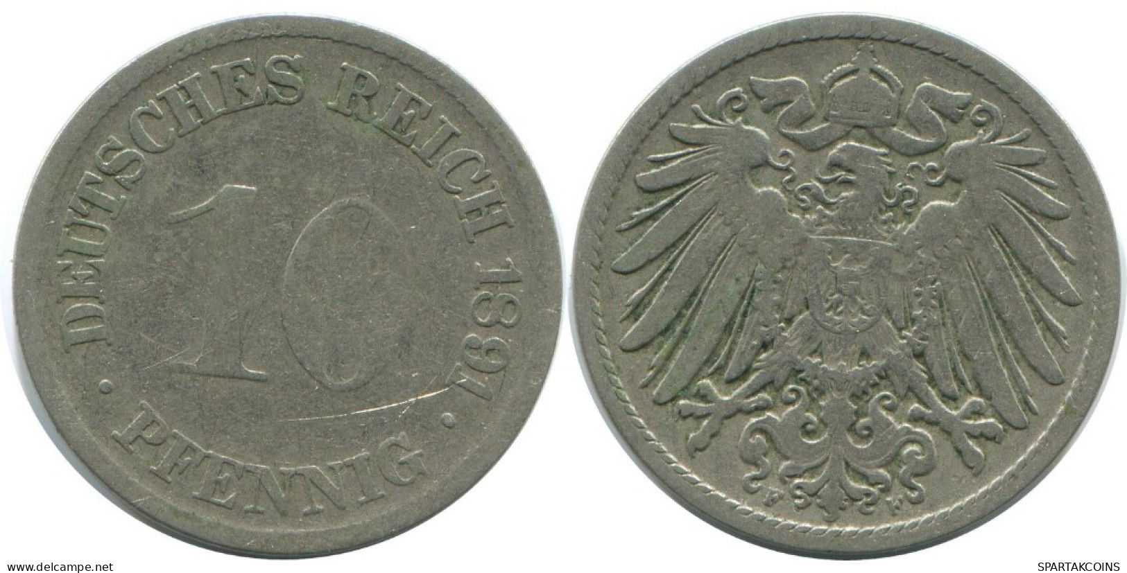 10 PFENNIG 1891 F ALLEMAGNE Pièce GERMANY #AE477.F.A - 10 Pfennig