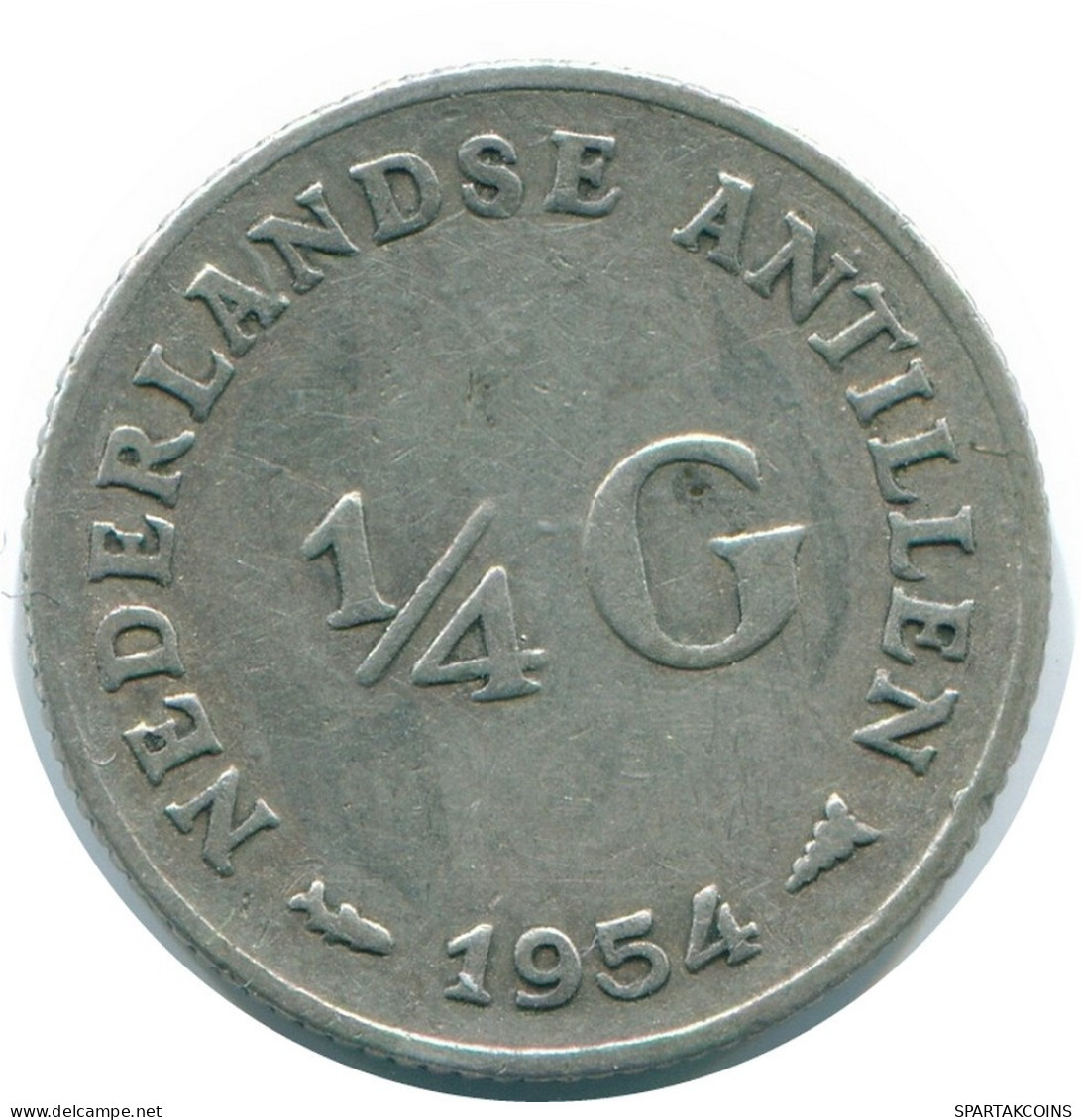 1/4 GULDEN 1954 NETHERLANDS ANTILLES SILVER Colonial Coin #NL10855.4.U.A - Niederländische Antillen
