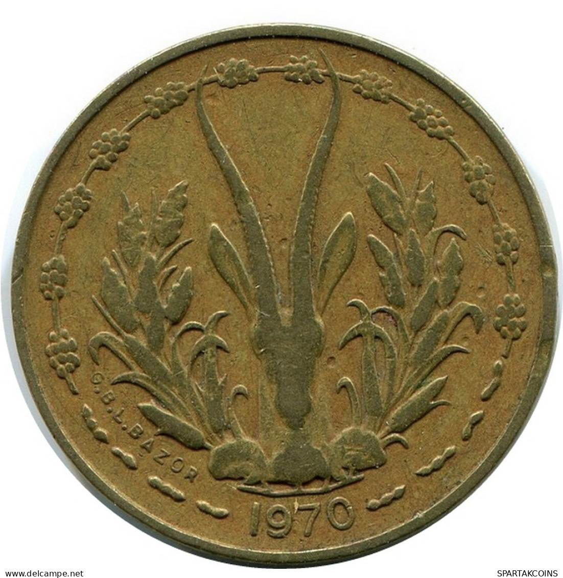 5 FRANCS 1970 WESTERN AFRICAN STATES Münze #AR264.D.A - Other - Africa