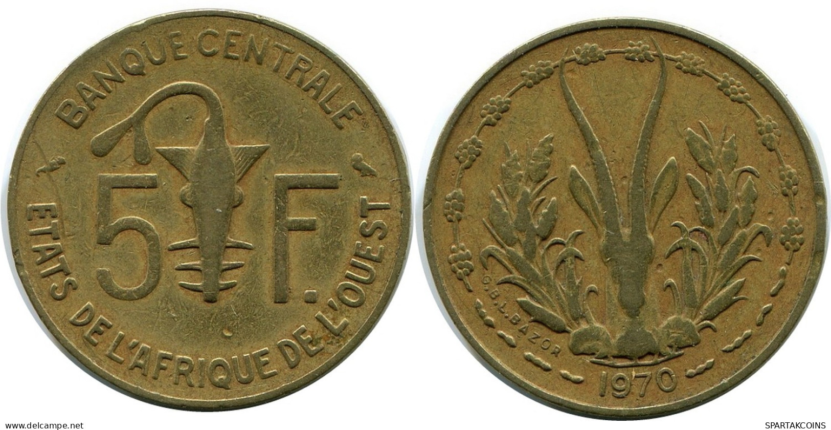 5 FRANCS 1970 WESTERN AFRICAN STATES Münze #AR264.D.A - Andere - Afrika