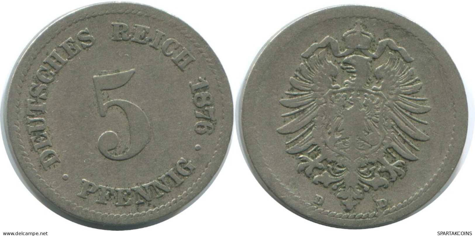 5 PFENNIG 1876 D DEUTSCHLAND Münze GERMANY #AE620.D.A - 5 Pfennig
