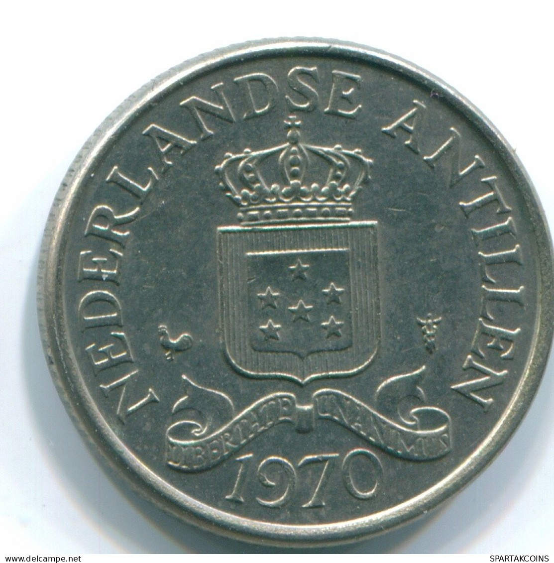 25 CENTS 1970 ANTILLAS NEERLANDESAS Nickel Colonial Moneda #S11471.E.A - Niederländische Antillen