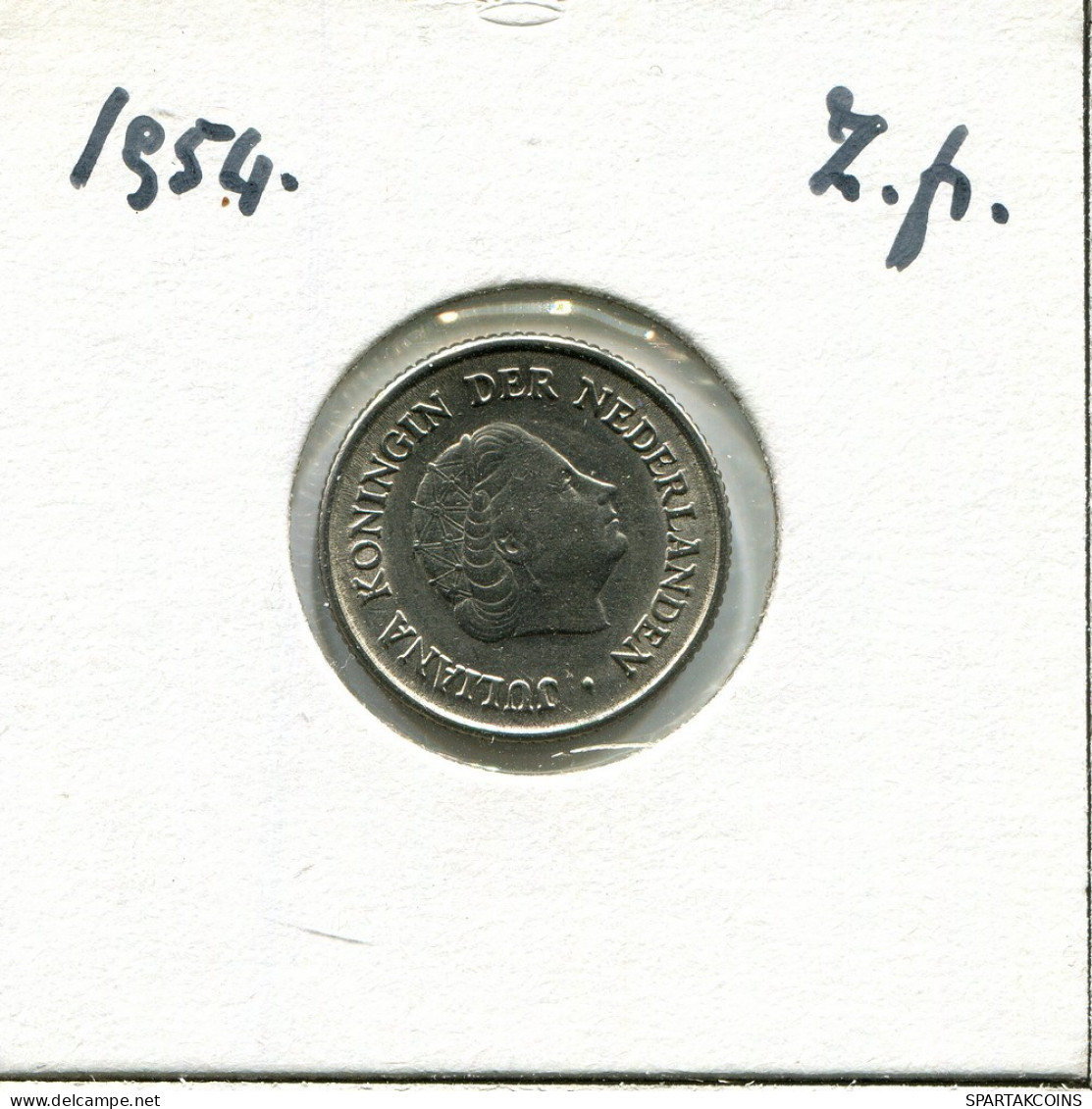 25 CENTS 1954 NEERLANDÉS NETHERLANDS Moneda #AU530.E.A - 1948-1980: Juliana