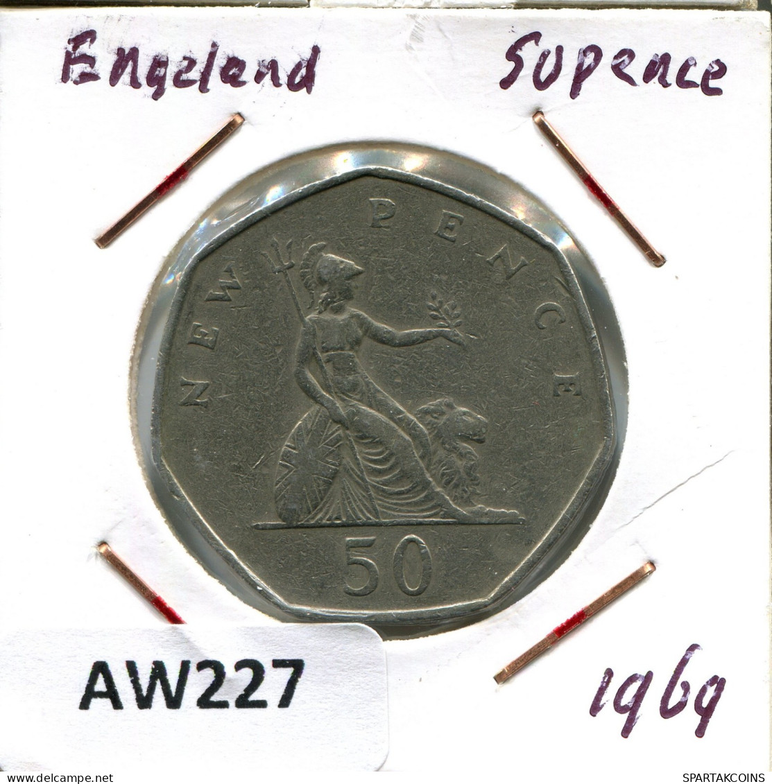 50 PENCE 1969 UK GBAN BRETAÑA GREAT BRITAIN Moneda #AW227.E.A - Sonstige & Ohne Zuordnung