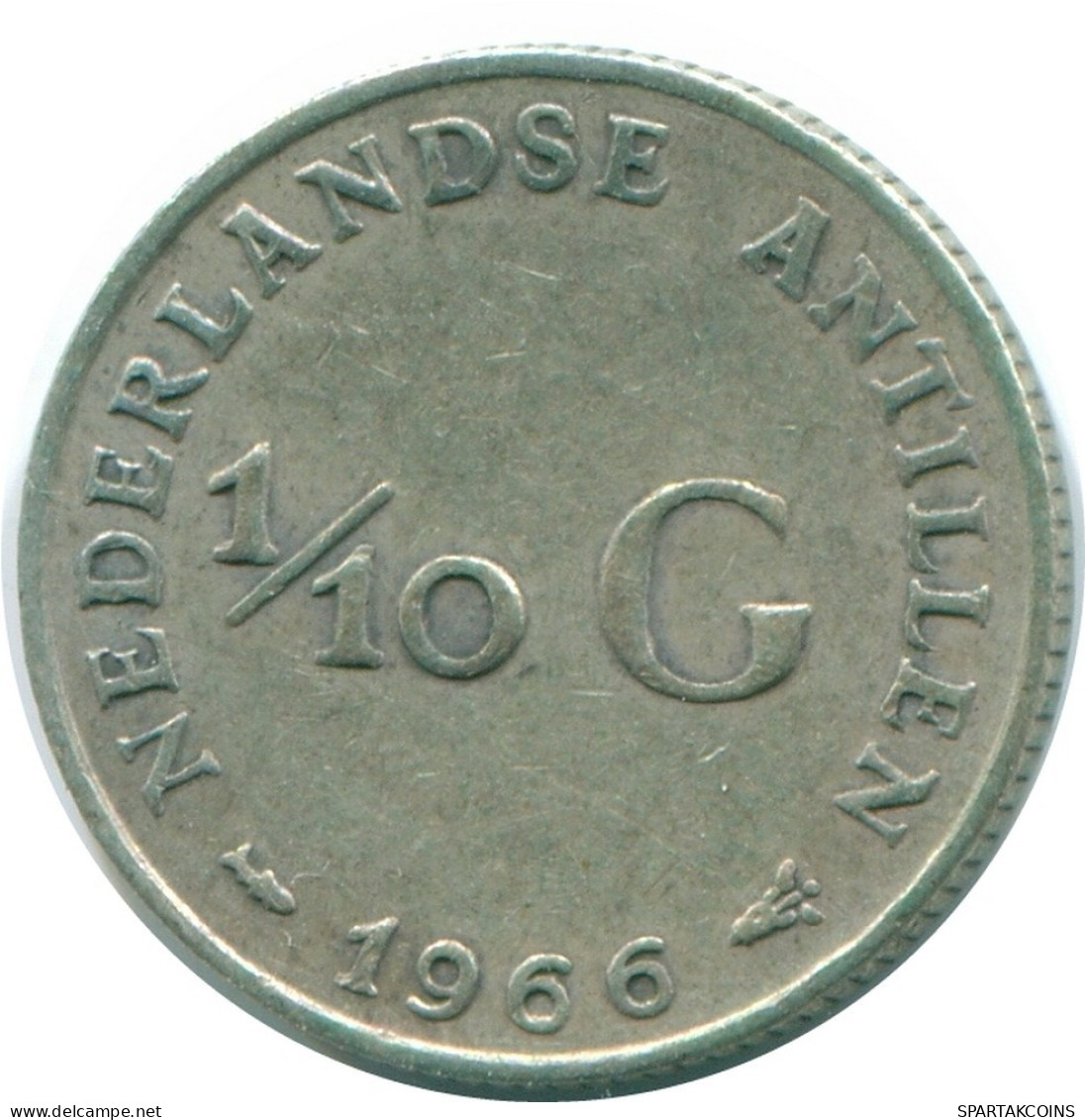 1/10 GULDEN 1966 ANTILLAS NEERLANDESAS PLATA Colonial Moneda #NL12879.3.E.A - Niederländische Antillen