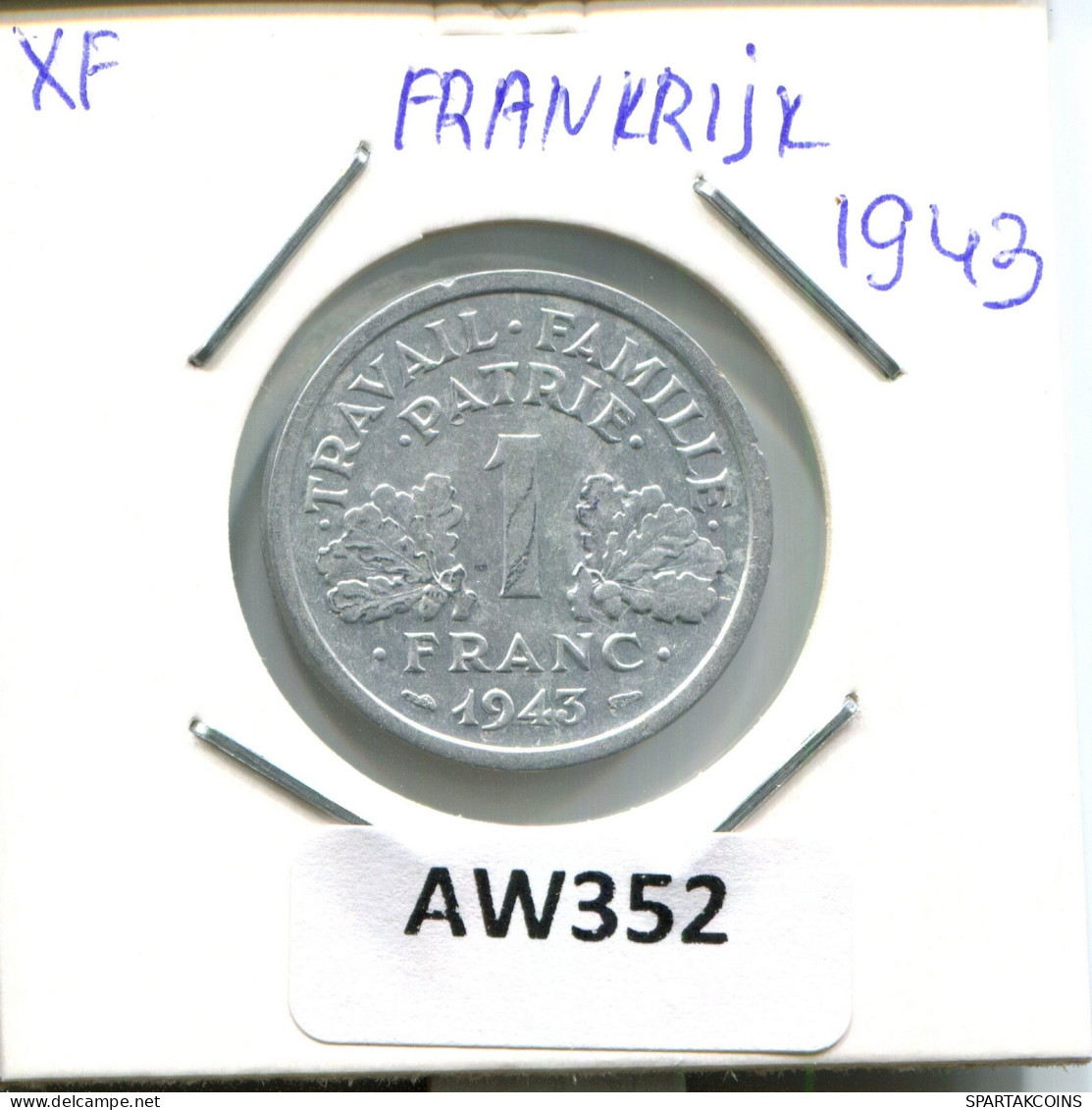 1 FRANC 1943 FRANCE Pièce #AW352.F.A - 1 Franc