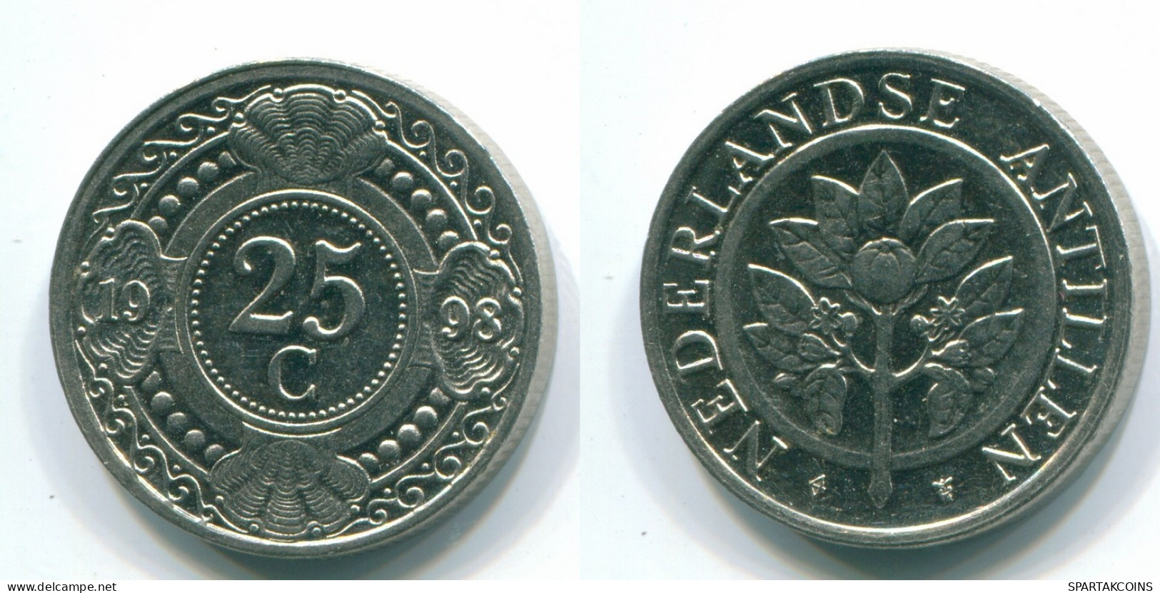 25 CENTS 1998 ANTILLES NÉERLANDAISES Nickel Colonial Pièce #S11303.F.A - Netherlands Antilles