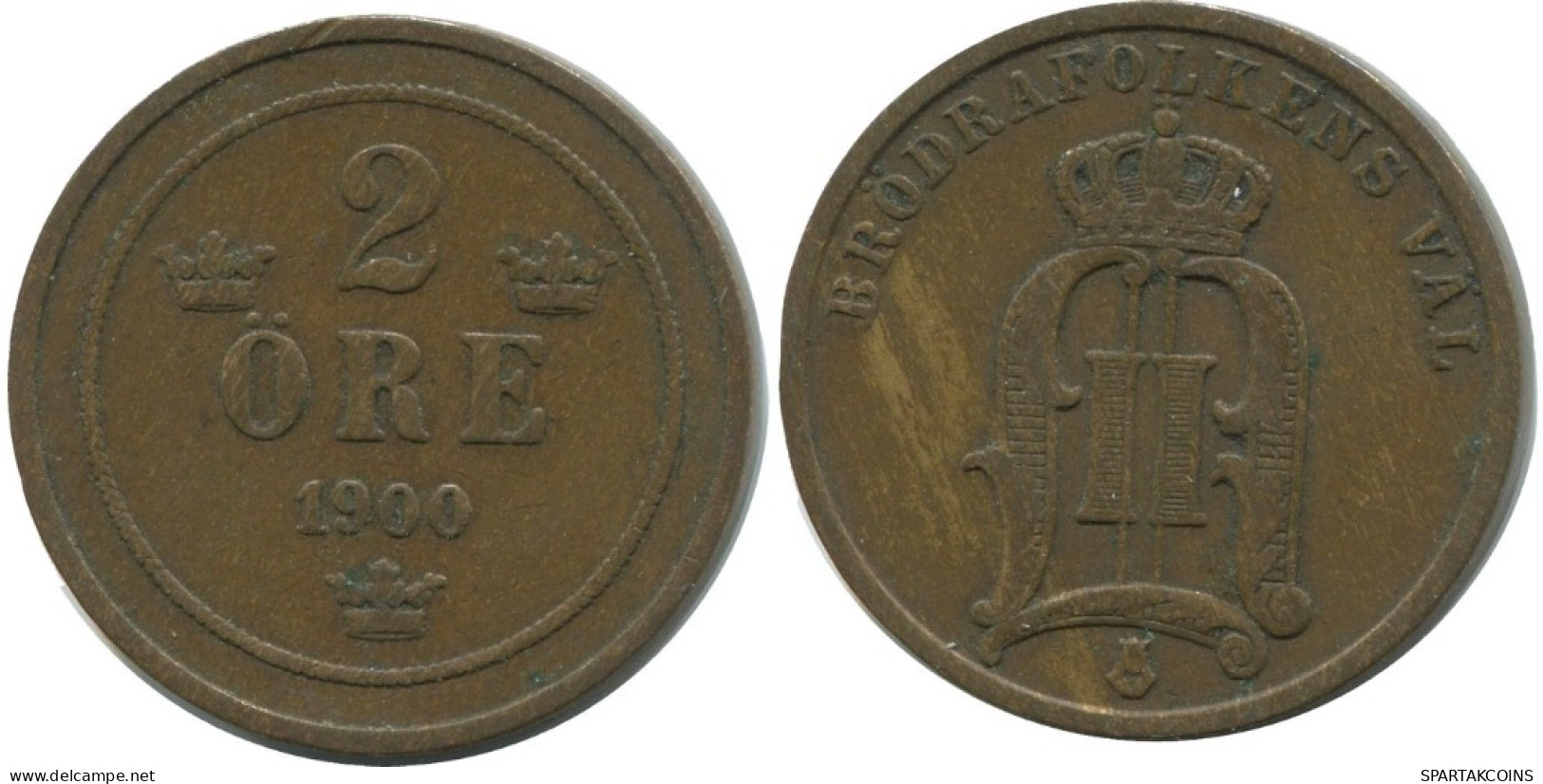 2 ORE 1900 SWEDEN Coin #AC903.2.U.A - Suède