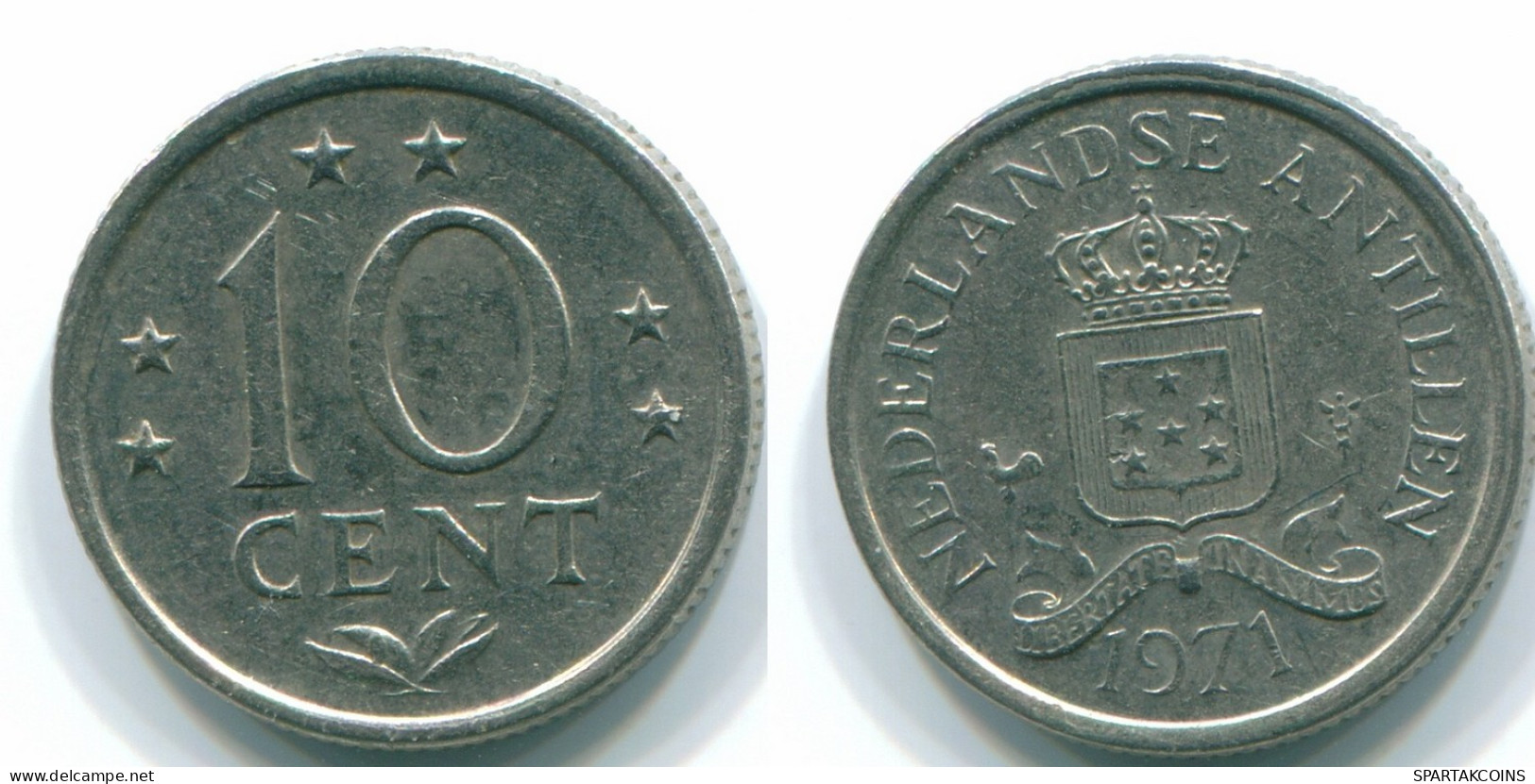 10 CENTS 1971 NIEDERLÄNDISCHE ANTILLEN Nickel Koloniale Münze #S13489.D.A - Niederländische Antillen