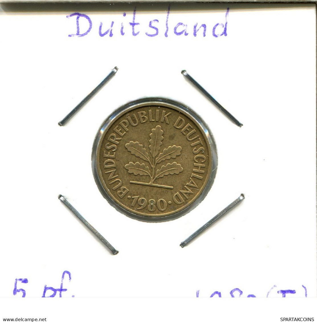 5 PFENNIG 1980 F WEST & UNIFIED GERMANY Coin #DC418.U.A - 5 Pfennig