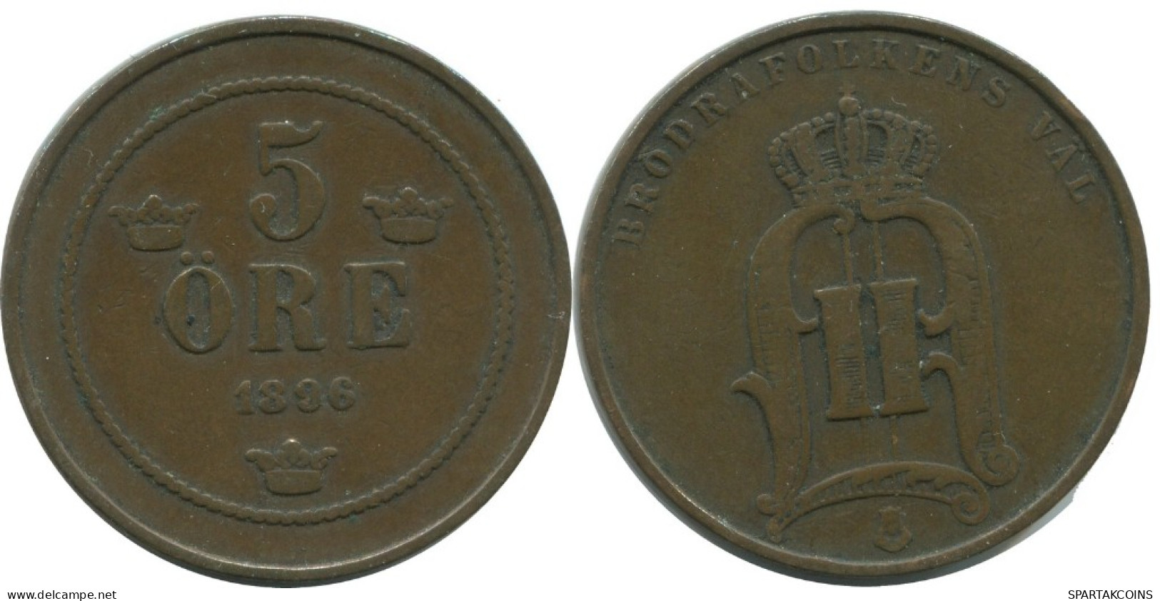 5 ORE 1896 SUECIA SWEDEN Moneda #AC482.2.E.A - Suède