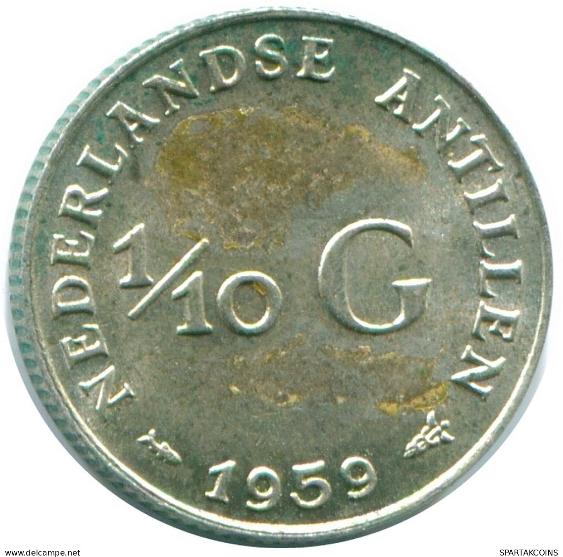 1/10 GULDEN 1959 NETHERLANDS ANTILLES SILVER Colonial Coin #NL12201.3.U.A - Antilles Néerlandaises