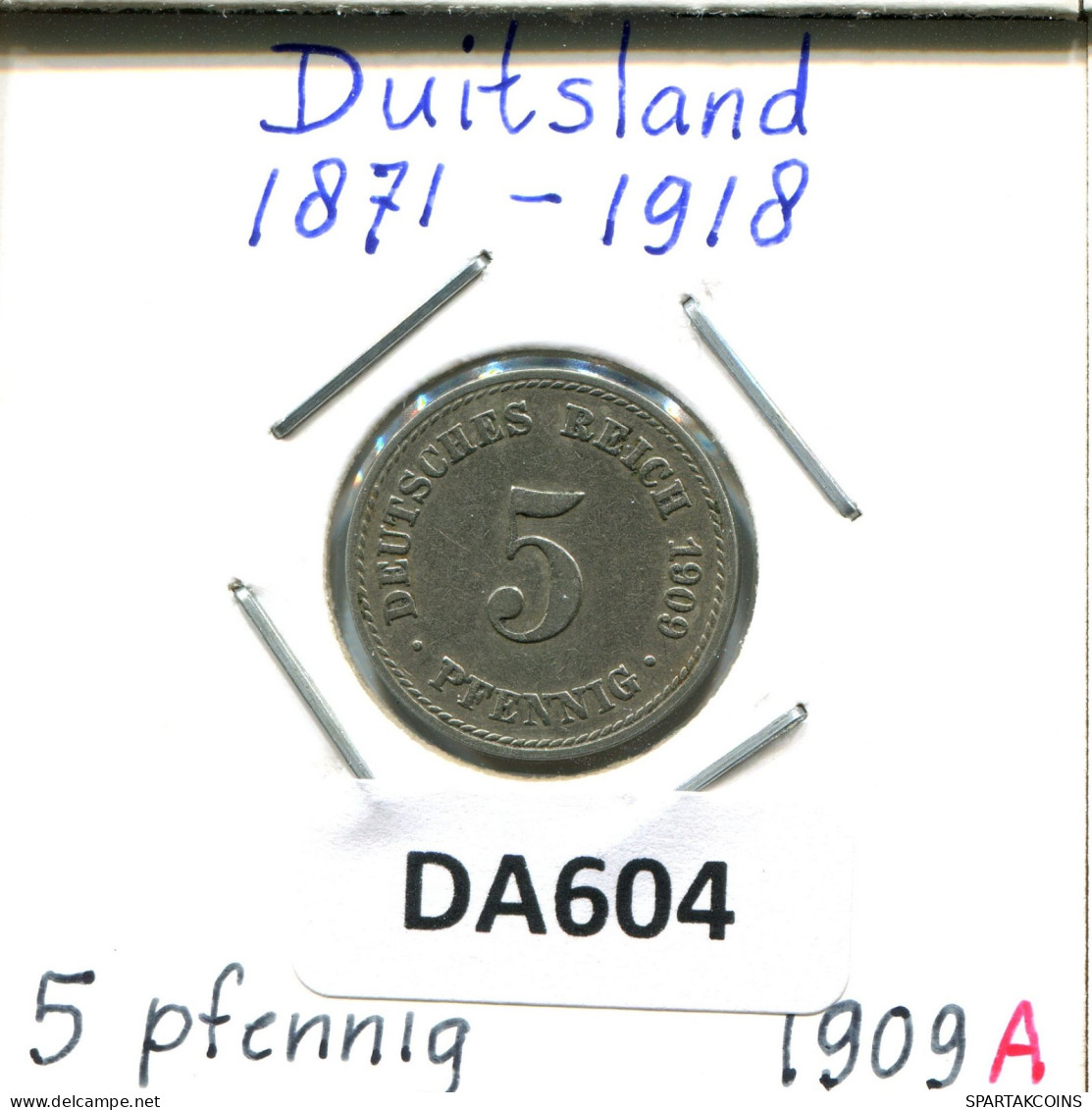 5 PFENNIG 1909 A ALEMANIA Moneda GERMANY #DA604.2.E.A - 5 Pfennig