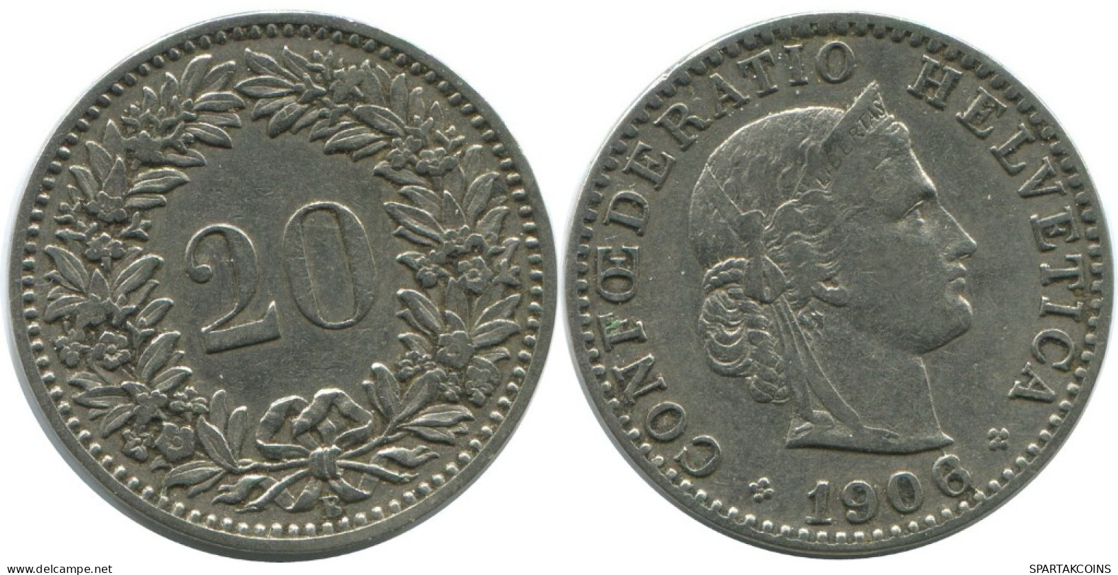20 RAPPEN 1906 B SUIZA SWITZERLAND Moneda HELVETIA #AD965.2.E.A - Sonstige & Ohne Zuordnung
