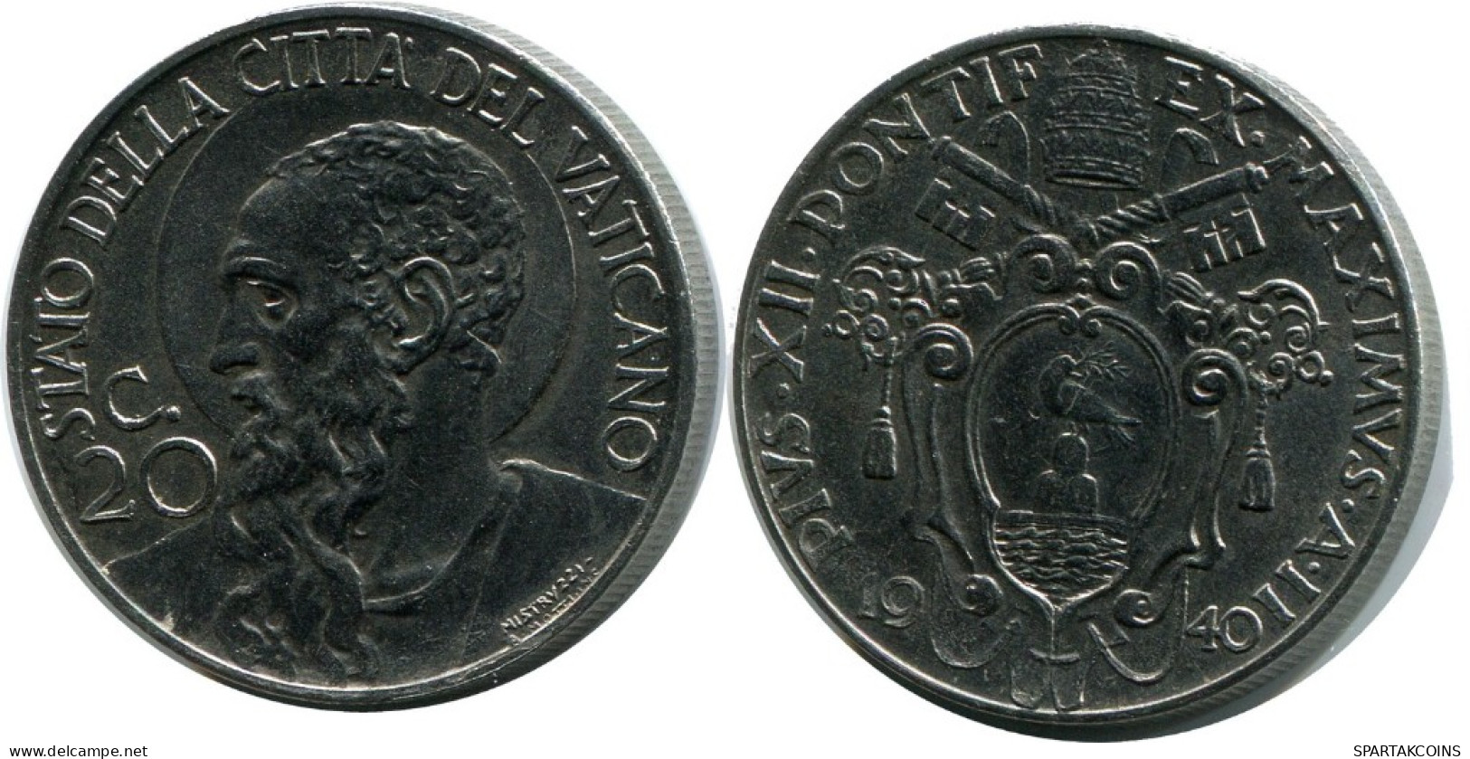 20 CENTESIMI 1940 VATICANO VATICAN Moneda Pius XII (1939-1958) #AH336.16.E.A - Vaticaanstad