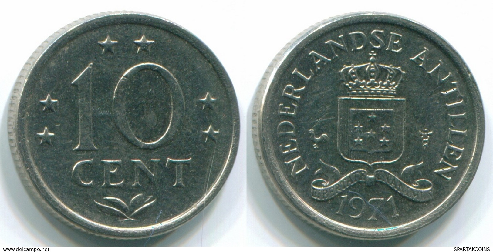10 CENTS 1971 ANTILLES NÉERLANDAISES Nickel Colonial Pièce #S13455.F.A - Antilles Néerlandaises