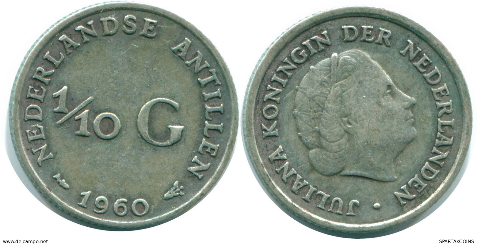 1/10 GULDEN 1960 ANTILLAS NEERLANDESAS PLATA Colonial Moneda #NL12312.3.E.A - Niederländische Antillen