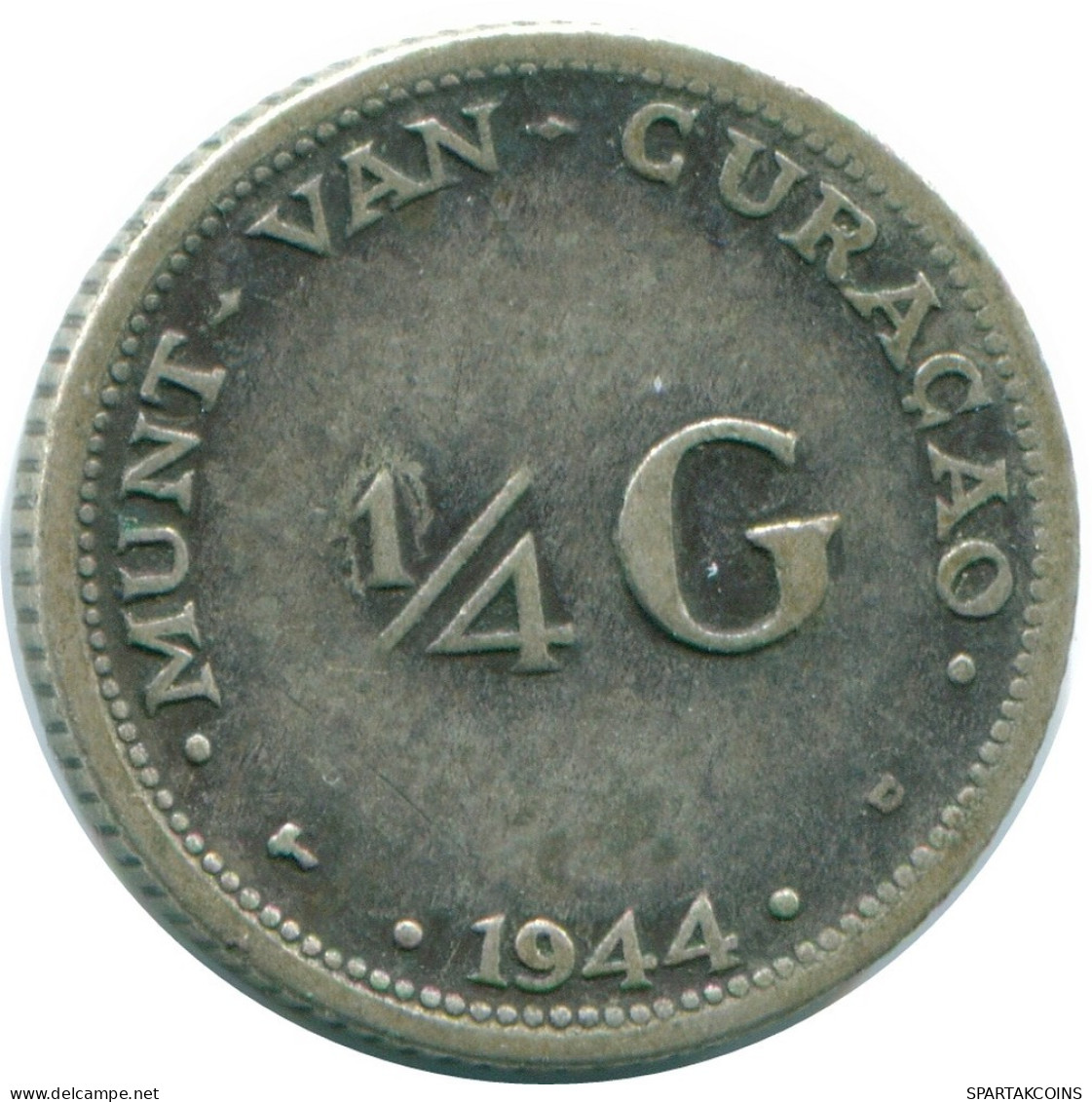 1/4 GULDEN 1944 CURACAO Netherlands SILVER Colonial Coin #NL10618.4.U.A - Curacao