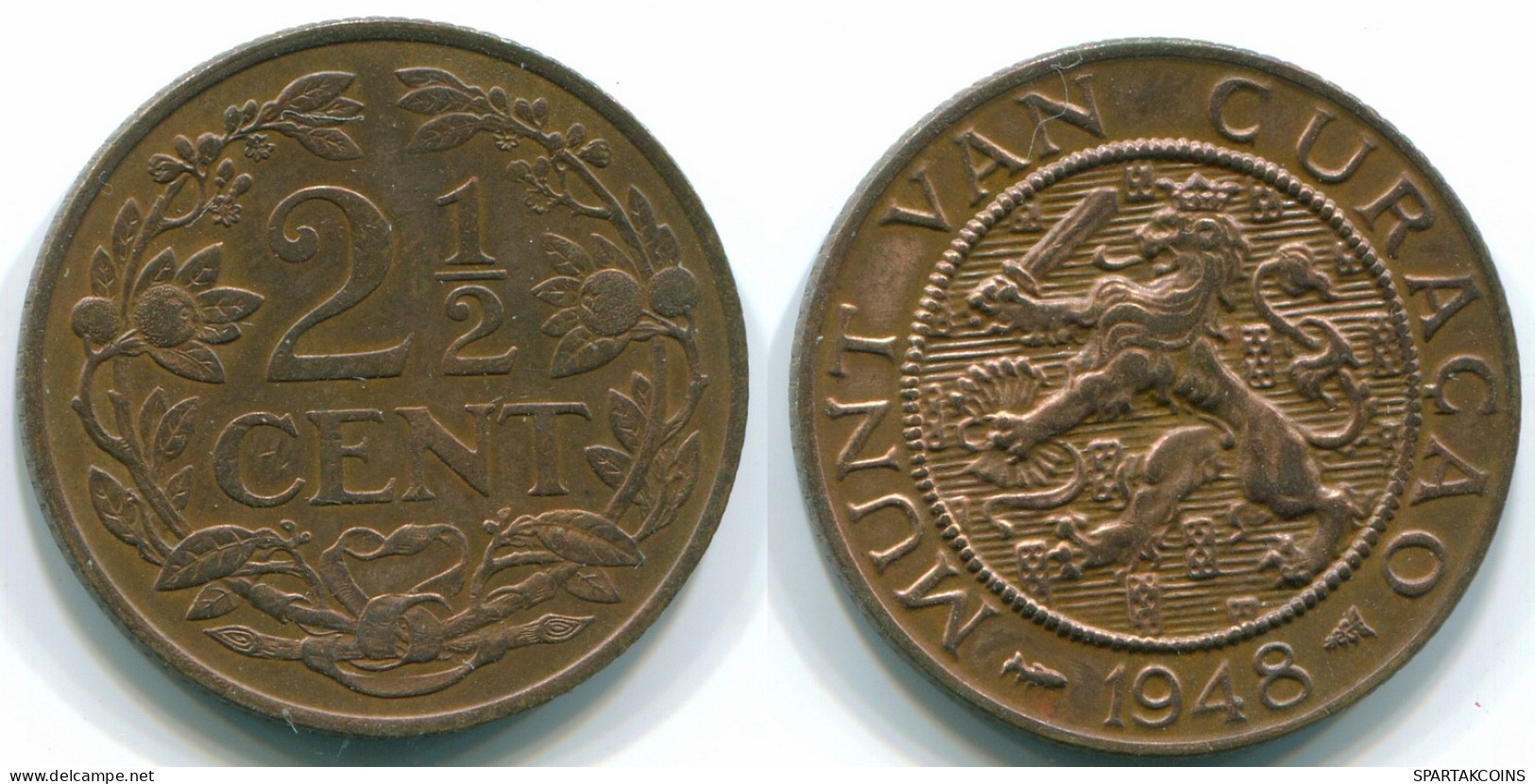 2 1/2 CENT 1948 CURACAO NÉERLANDAIS NETHERLANDS Bronze Colonial Pièce #S10117.F.A - Curaçao