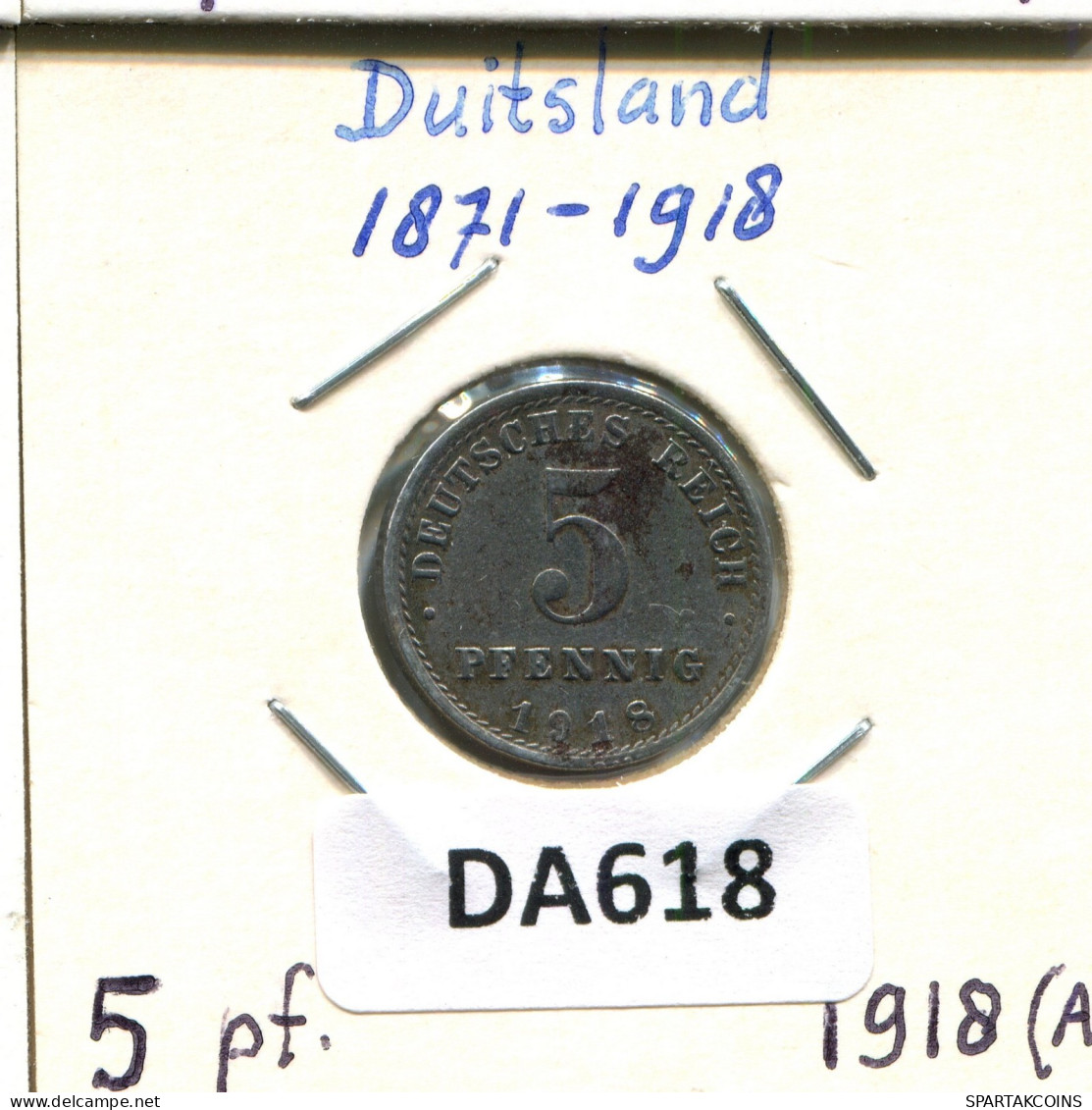 5 PFENNIG 1918 A GERMANY Coin #DA618.2.U.A - 5 Renten- & 5 Reichspfennig