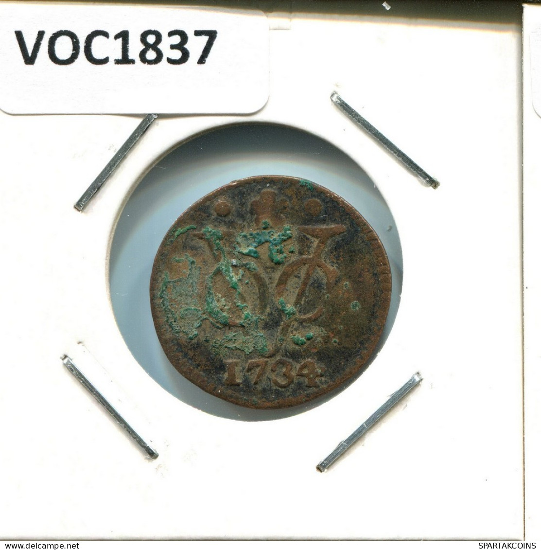 1734 HOLLAND VOC DUIT NEERLANDÉS NETHERLANDS Colonial Moneda #VOC1837.10.E.A - Indes Néerlandaises