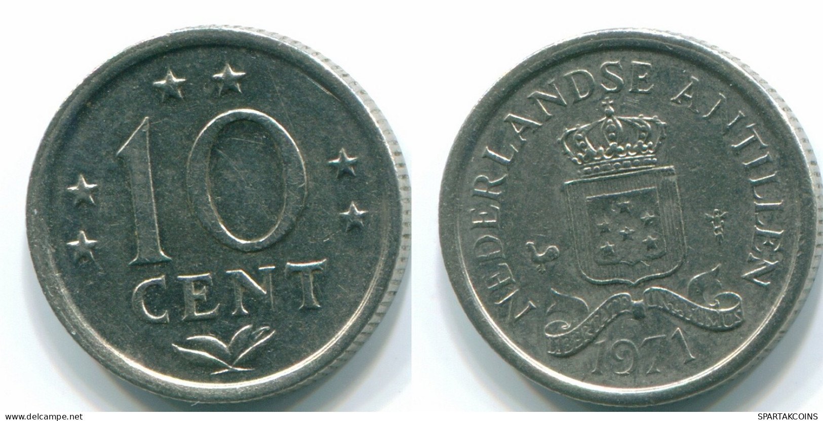 10 CENTS 1971 ANTILLES NÉERLANDAISES Nickel Colonial Pièce #S13475.F.A - Niederländische Antillen