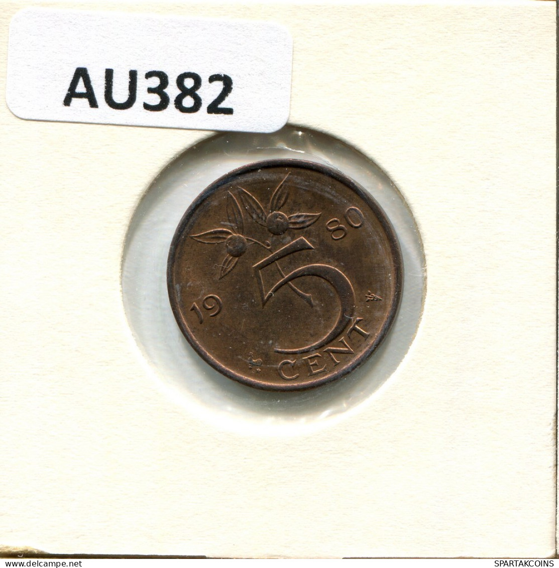 5 CENTS 1980 NEERLANDÉS NETHERLANDS Moneda #AU382.E.A - 1948-1980 : Juliana
