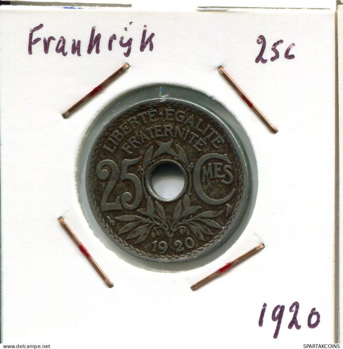 25 CENTIMES 1920 FRANKREICH FRANCE Französisch Münze #AM884.D.A - 25 Centimes