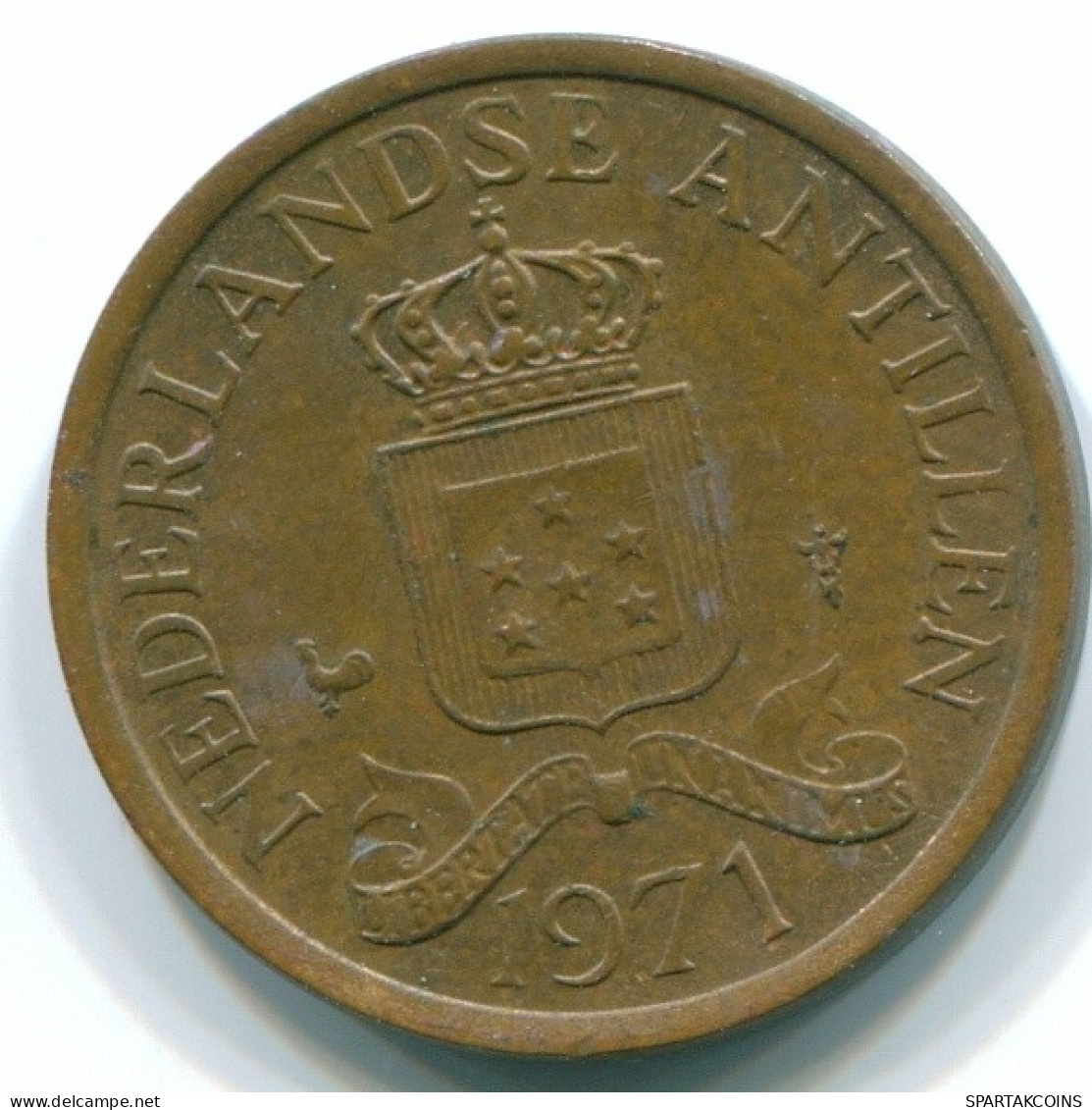 1 CENT 1971 ANTILLAS NEERLANDESAS Bronze Colonial Moneda #S10621.E.A - Antilles Néerlandaises