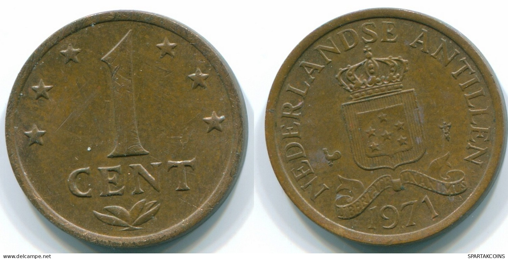 1 CENT 1971 ANTILLAS NEERLANDESAS Bronze Colonial Moneda #S10621.E.A - Antilles Néerlandaises