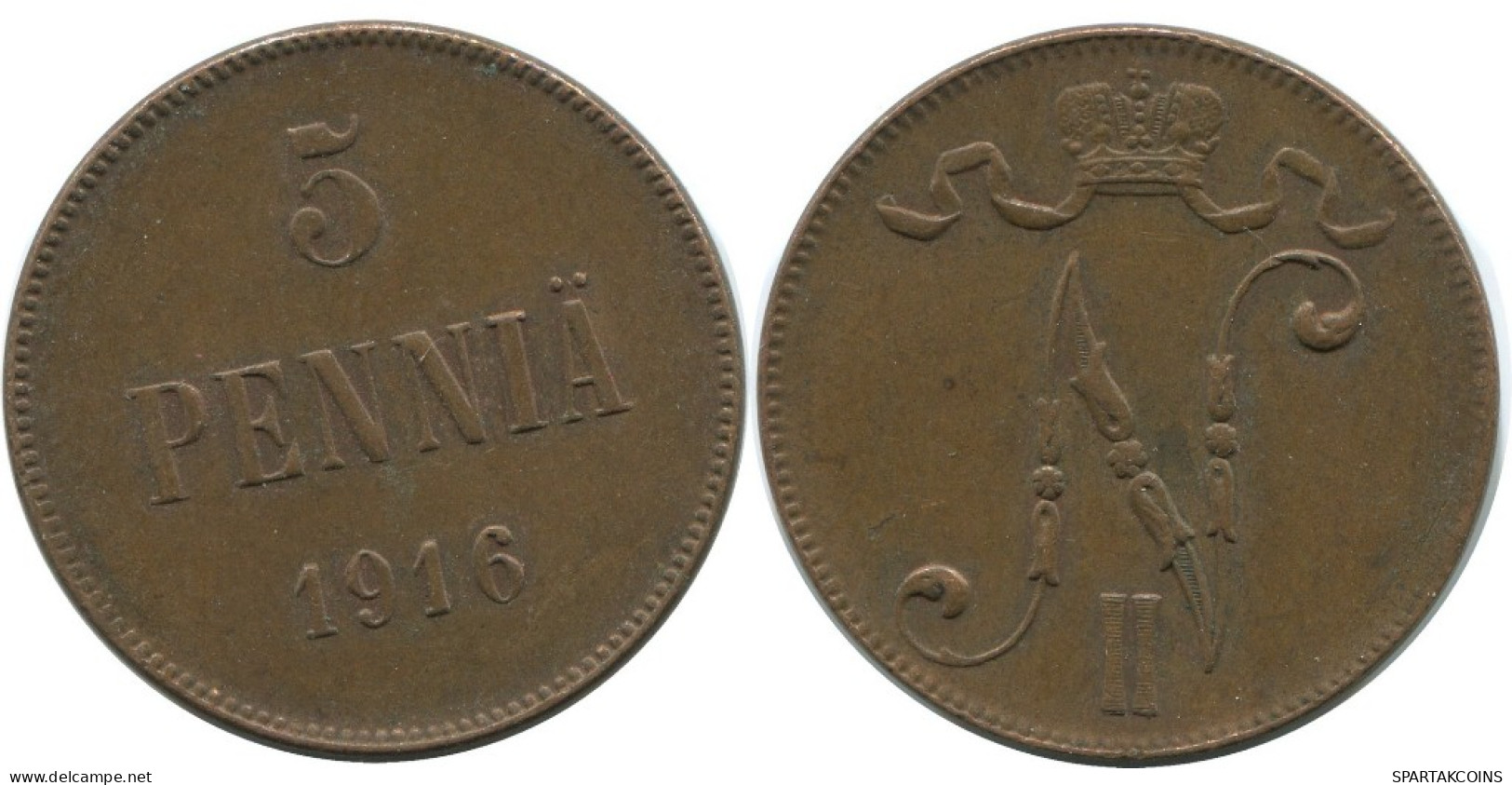 5 PENNIA 1916 FINLAND Coin RUSSIA EMPIRE #AB229.5.U.A - Finland