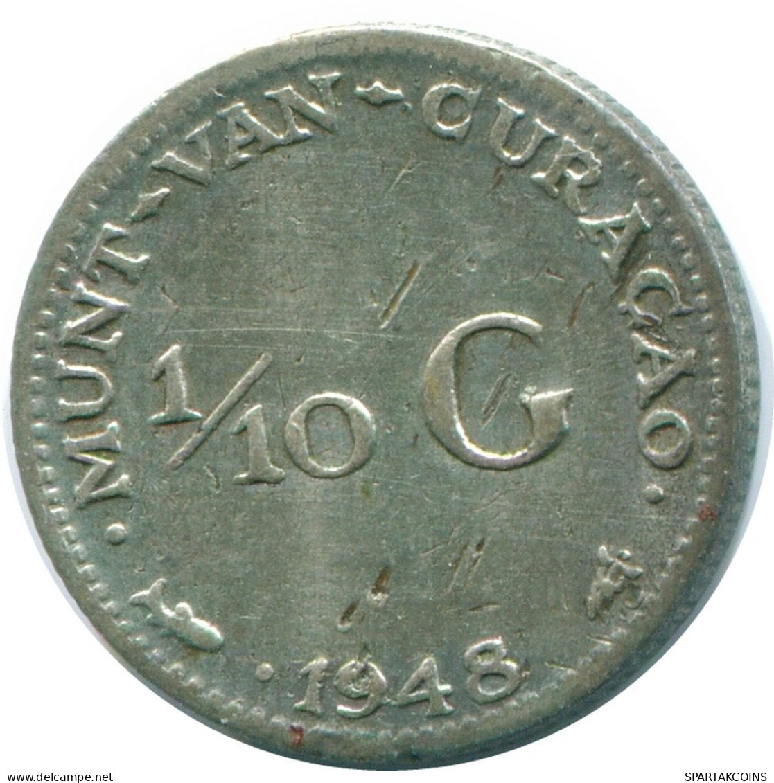 1/10 GULDEN 1948 CURACAO NÉERLANDAIS NETHERLANDS ARGENT Colonial Pièce #NL11968.3.F.A - Curacao
