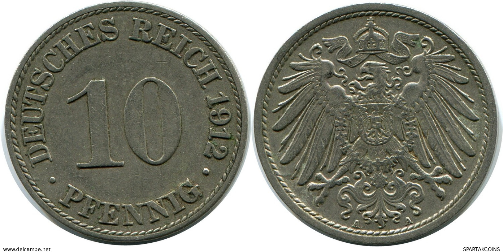 10 PFENNIG 1912 A DEUTSCHLAND Münze GERMANY #DB277.D.A - 10 Pfennig