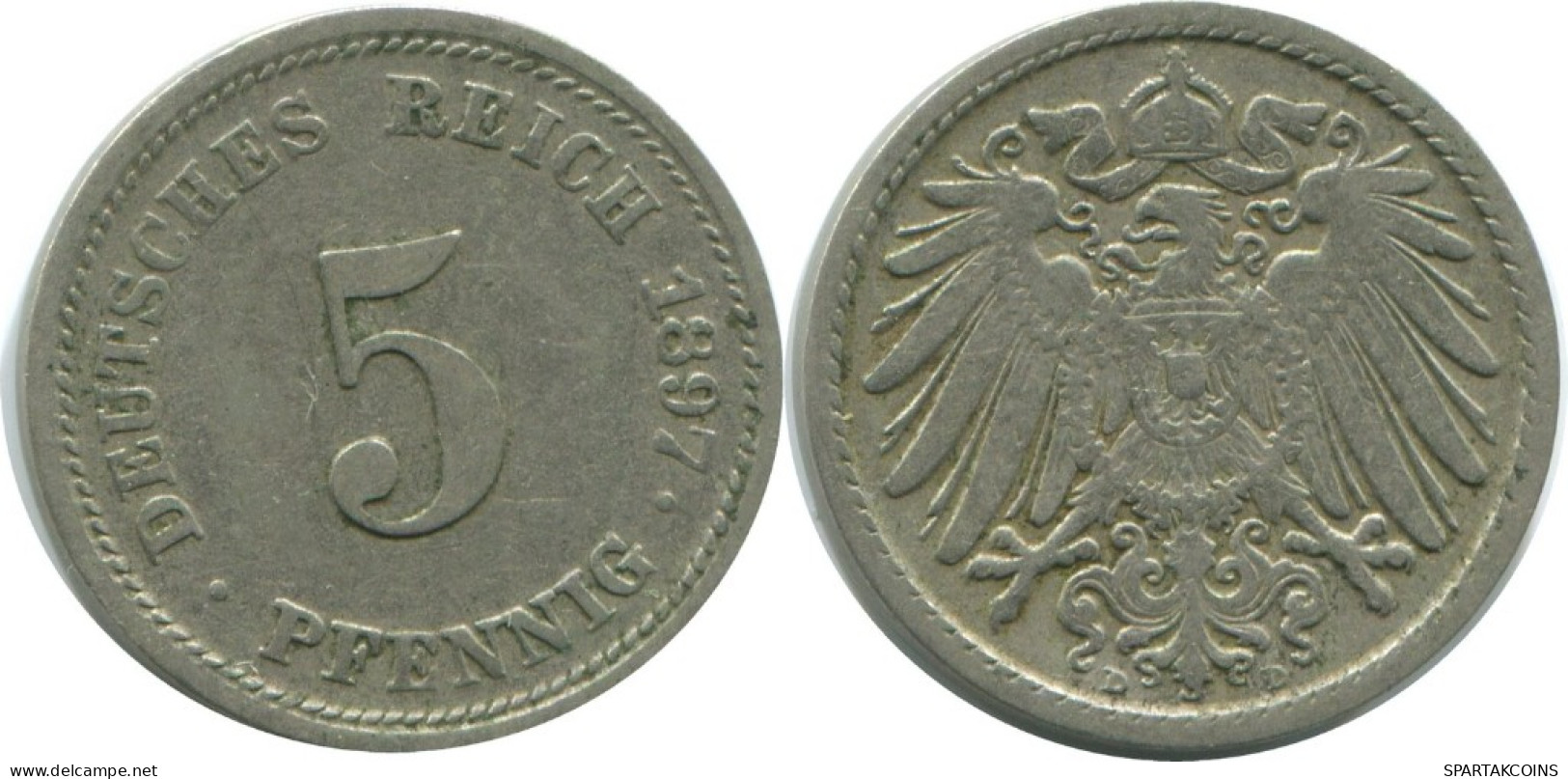 5 PFENNIG 1897 D ALLEMAGNE Pièce GERMANY #AE688.F.A - 5 Pfennig