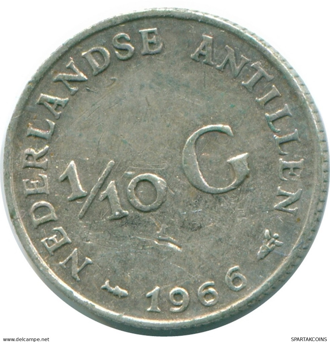 1/10 GULDEN 1966 ANTILLES NÉERLANDAISES ARGENT Colonial Pièce #NL12876.3.F.A - Netherlands Antilles