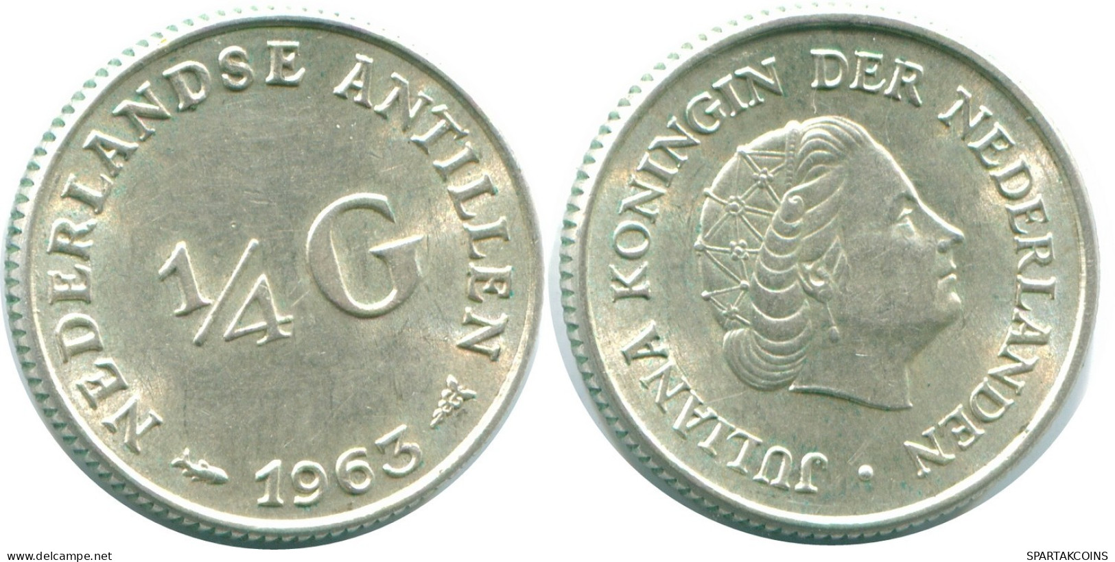 1/4 GULDEN 1962 ANTILLAS NEERLANDESAS PLATA Colonial Moneda #NL11169.4.E.A - Niederländische Antillen
