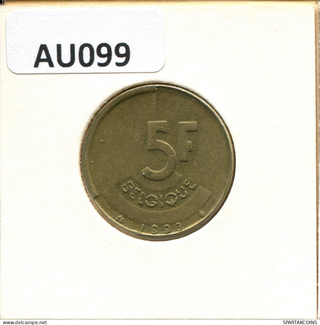 5 FRANCS 1993 FRENCH Text BELGIUM Coin #AU099.U.A - 5 Frank