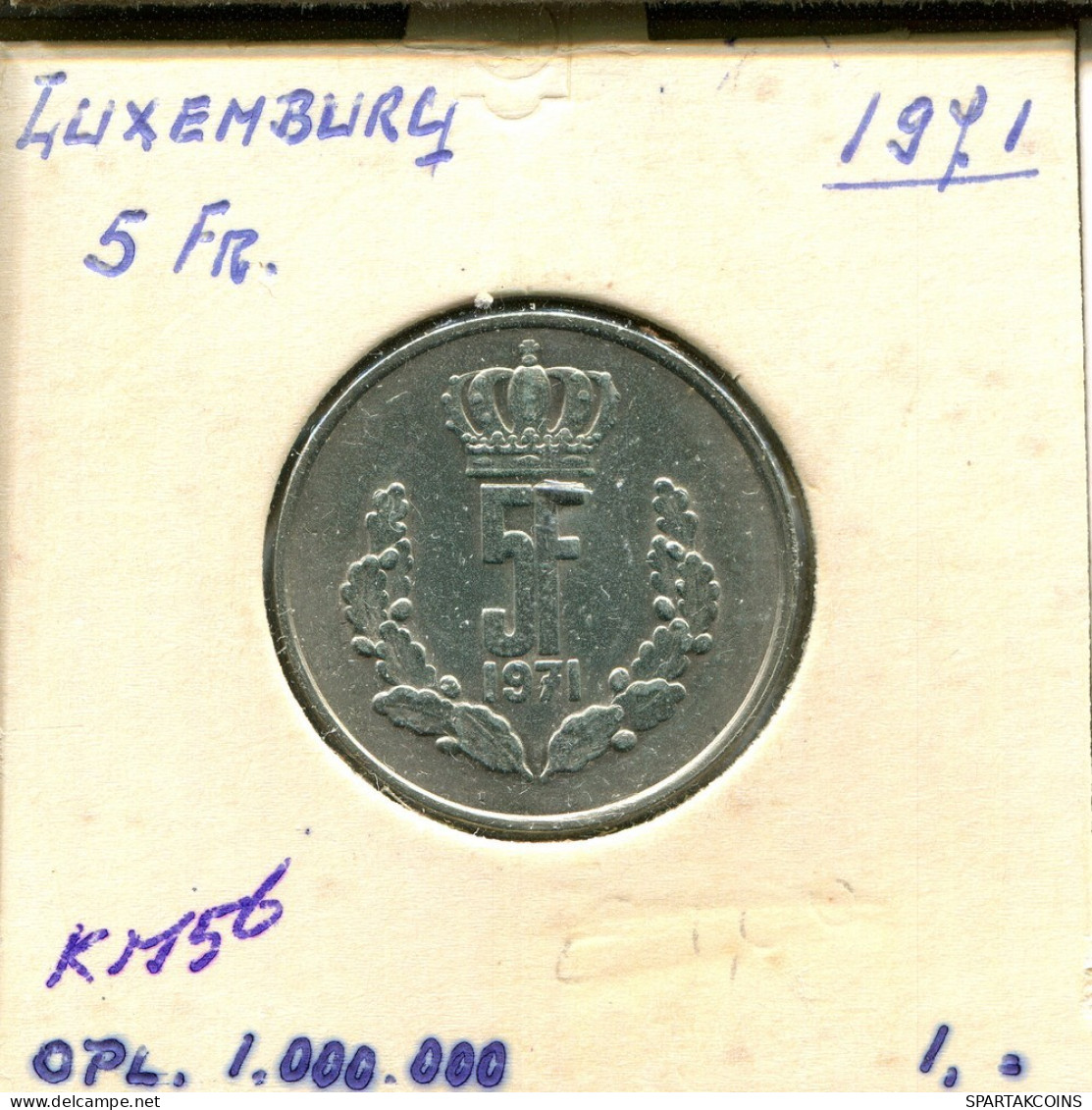 5 FRANCS 1971 LUXEMBURGO LUXEMBOURG Moneda #AT229.E.A - Luxembourg