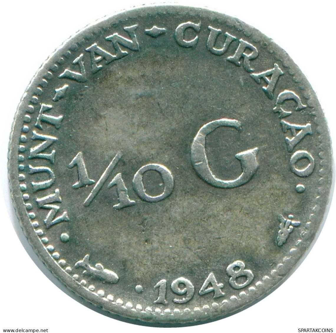 1/10 GULDEN 1948 CURACAO NÉERLANDAIS NETHERLANDS ARGENT Colonial Pièce #NL11927.3.F.A - Curacao