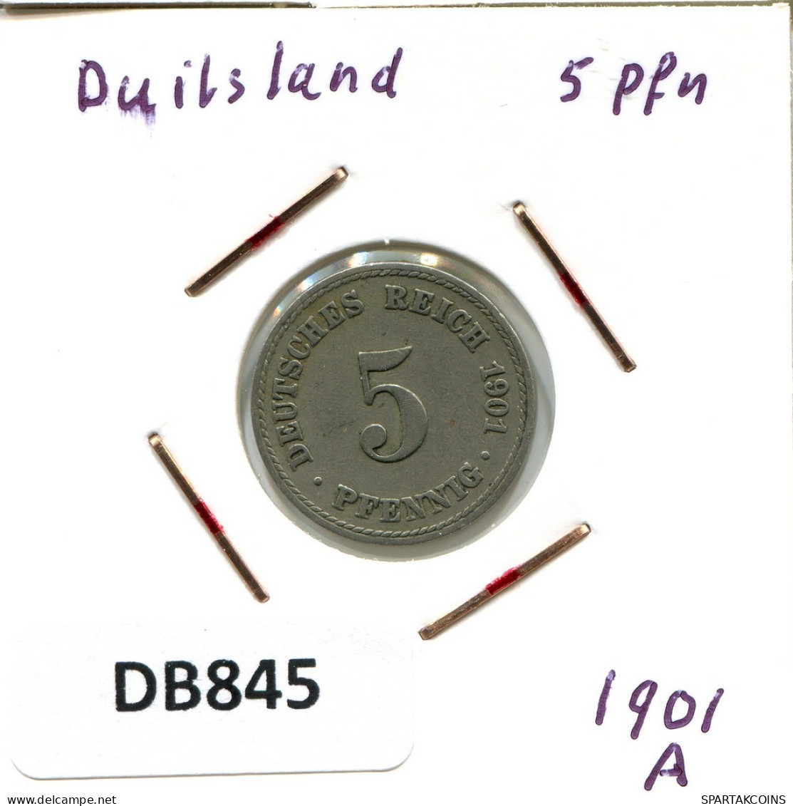 5 PFENNIG 1901 A GERMANY Coin #DB845.U.A - 5 Pfennig