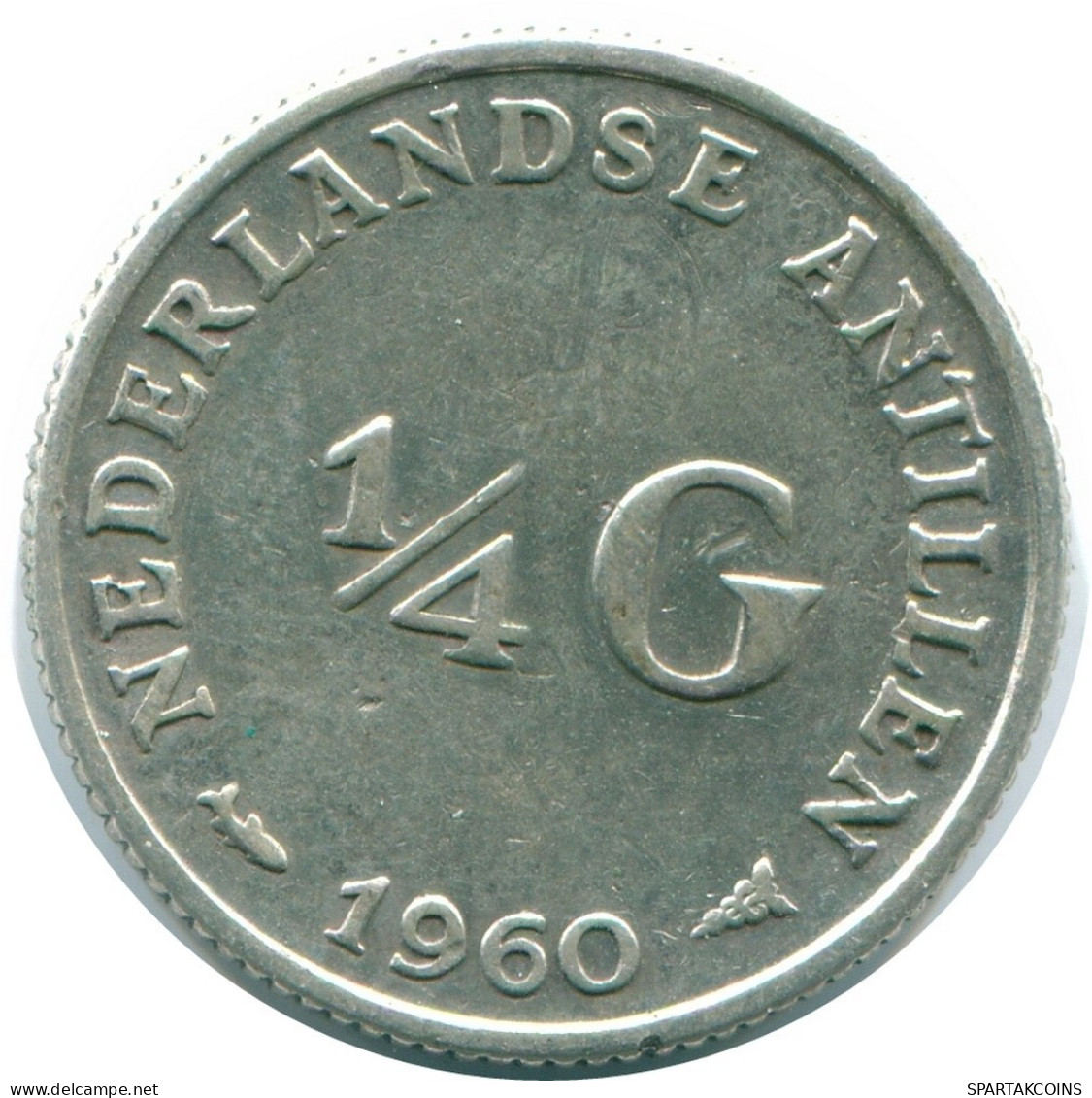 1/4 GULDEN 1960 NIEDERLÄNDISCHE ANTILLEN SILBER Koloniale Münze #NL11046.4.D.A - Niederländische Antillen