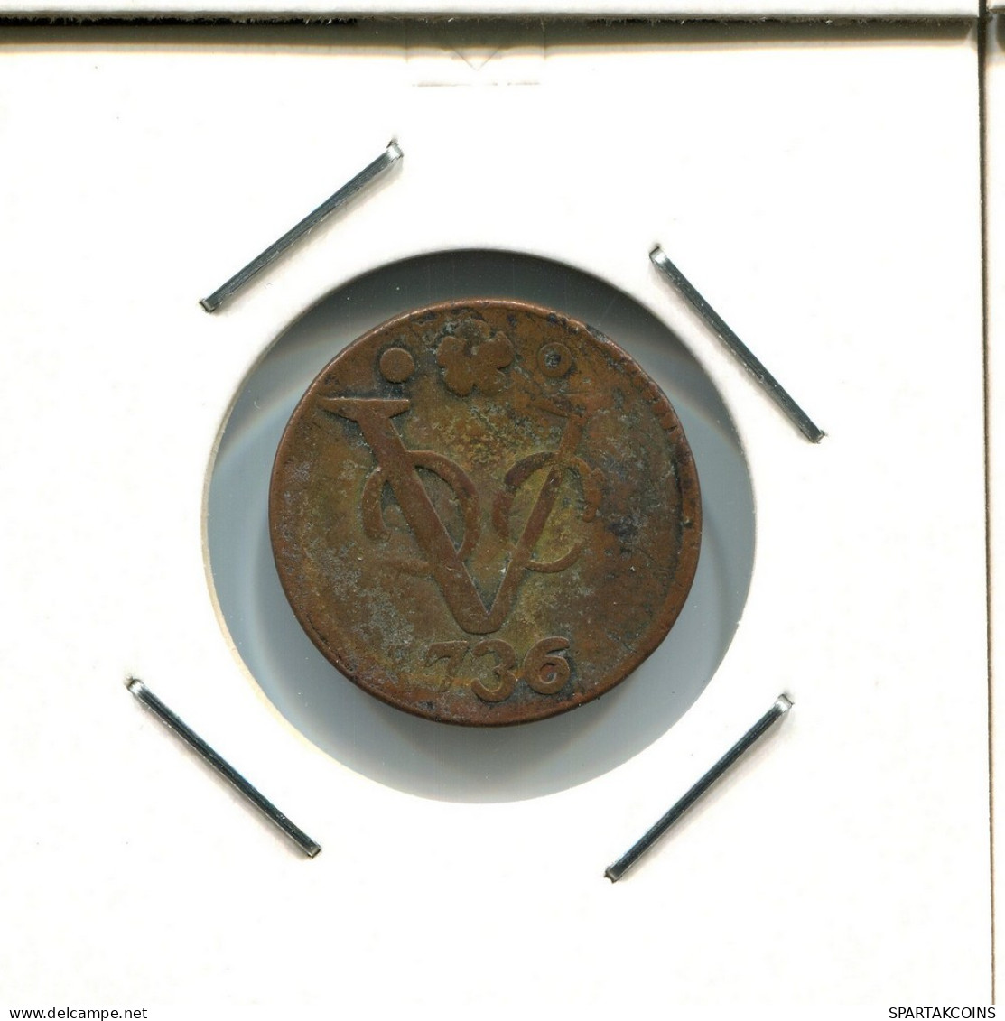 1736 HOLLAND VOC DUIT INDES NÉERLANDAIS NETHERLANDS NEW YORK COLONIAL PENNY #VOC2417.7.F.A - Niederländisch-Indien