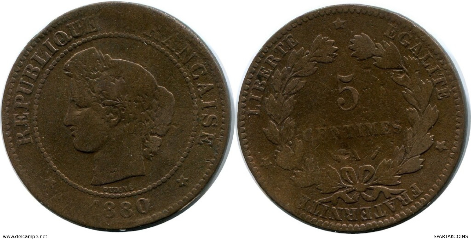 5 CENTIMES 1880 A FRANCE Pièce Française #AM959.F.A - 5 Centimes