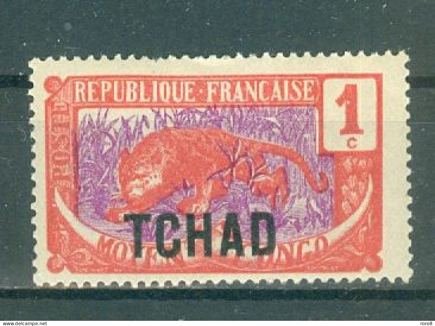 TCHAD - N°1 MH. - SCAN DU VERSO - Types Du Congo De 1907-17 Surchargés. - Unused Stamps