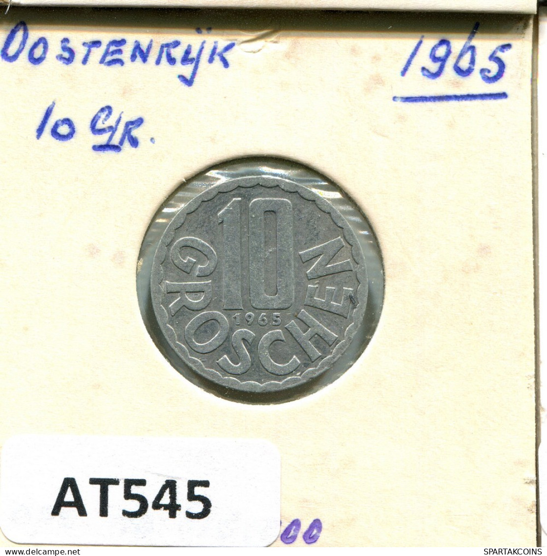 10 GROSCHEN 1965 AUTRICHE AUSTRIA Pièce #AT545.F.A - Autriche