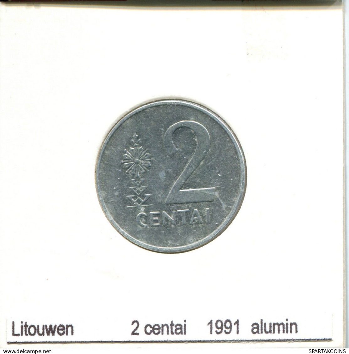 2 CENTAI 1991 LITUANIE LITHUANIA Pièce #AS704.F.A - Lithuania